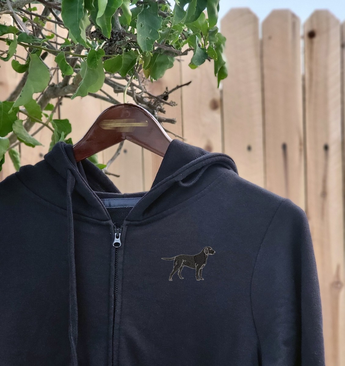 Black Lab labrador dog embroidered zipper hoodie for women, women zip hoodie