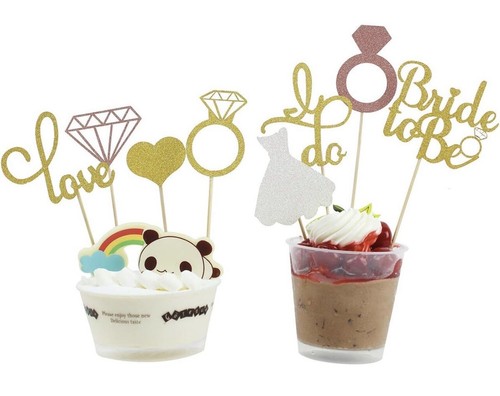 64 Value Pack Wedding and Bridal themed Cupcake Toppers, 8 Different designs - Picture 2 of 5