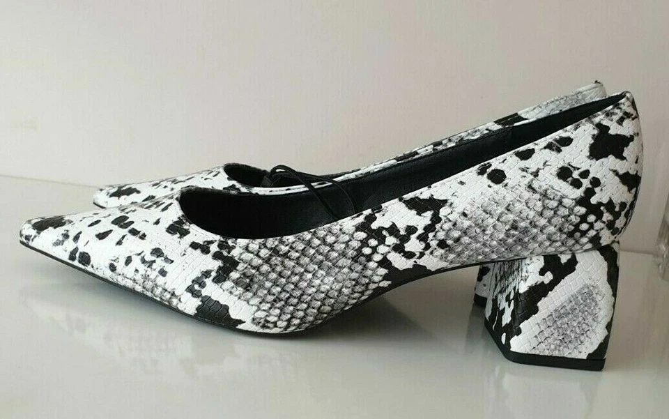 ZARA SNAKE ANIMAL PRINT BLOCK MID HEEL COURT SHOES POINTED TOE SIZE UK 6 EU 39 - Image 3 of 4