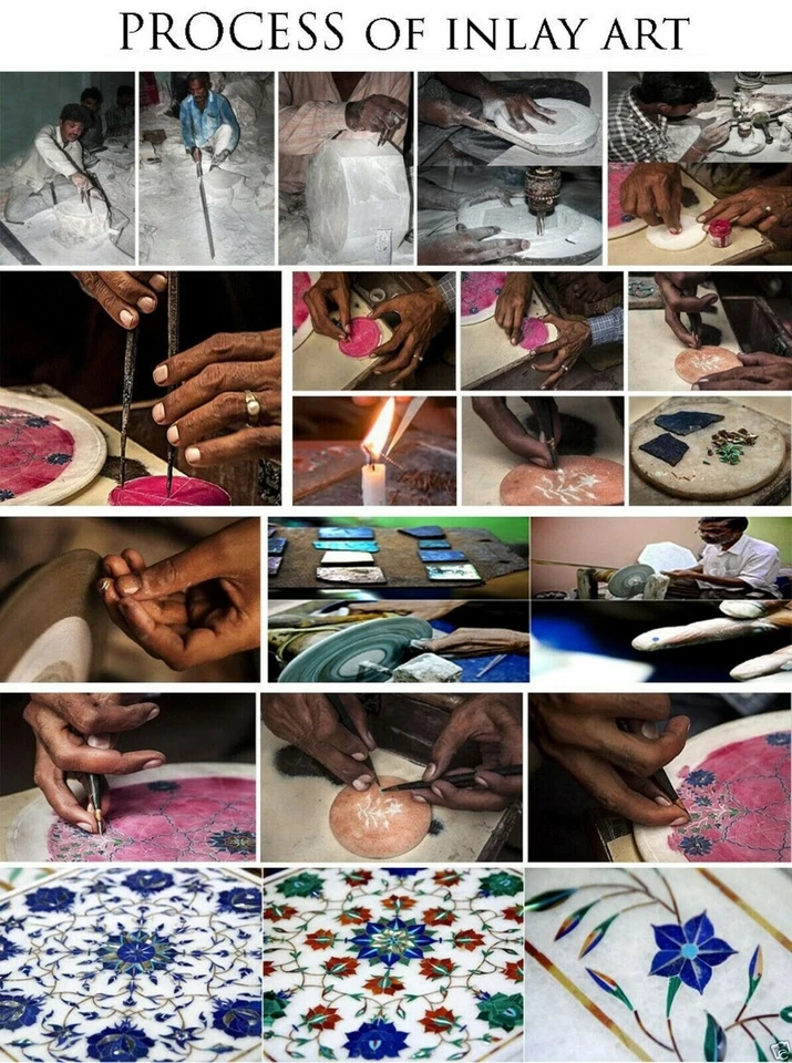 Marble Resin Coffee Table Top Green Fluorite Patio Table from Vintage Crafts - Image 3 of 4