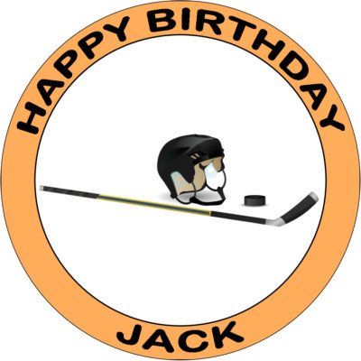 EISHOCKEY 7,5 PREMIUM Essbar Zuckerguss Tortenaufleger KANN PERSONALISIERT STICK PUCK D1