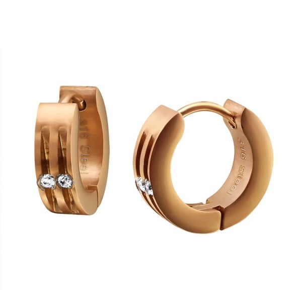 1 Paar Ohrringe Creolen 316L Chirurgenstahl 13Mm RoséVergoldet Mit Zirkonia-image