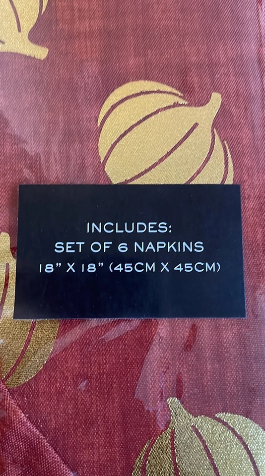 Nicole Miller Tablecloth 60”x 84” & 6 Napkin Set Fall Pumpkin Rust Gold - Image 2 of 4