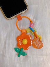Orange Flower Phone Charm 3D Dangling Plastic Charm Cute Handmade Gift