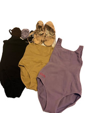 Ballet Bundle 3 Leotards, 1pairBallet Shoes Size 5, 2 bun holders
