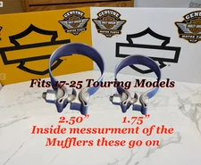 OEM 17-25🔥Harley Touring Milwaukee Eight M8 Exhaust Muffler Clamps Stainless