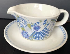 Vintage Figgjo Flint Norway Turi-Design Lotte Gravy Boat And Liner