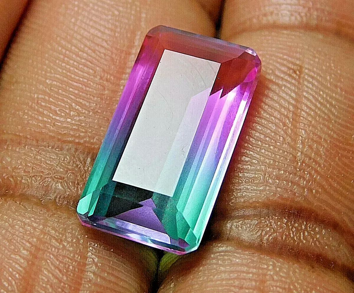 11.50 ct Beautiful AAA+++ Watermelon Tourmaline Emerald Cut Loose Gemstone