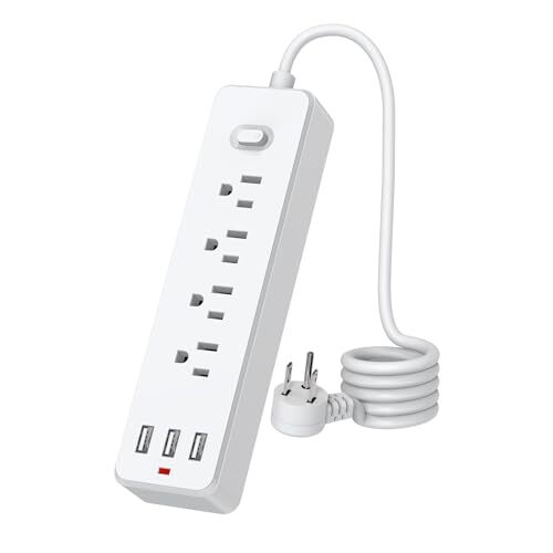 Power Strip Surge Protector, 4 Widely Spaced Outlets 3 USB Charging Ports,