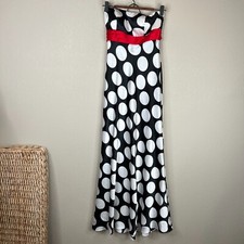 Betsy  Adam by Linda Bernell Maxi Dress Size 4 Strapless Polka Dot USA Vintage