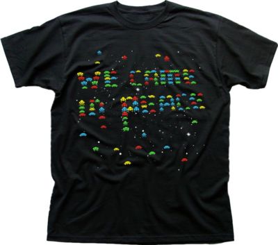 Space Invaders we come in peace Retro Gamer schwarz Baumwolle T-Shirt OZ9362