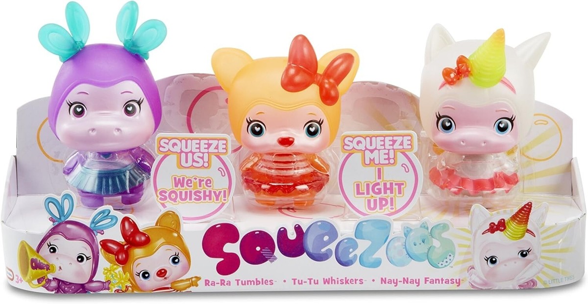 Little Tikes Squeezos Small Character 3-Pack (Hippo, Cat, Unicorn