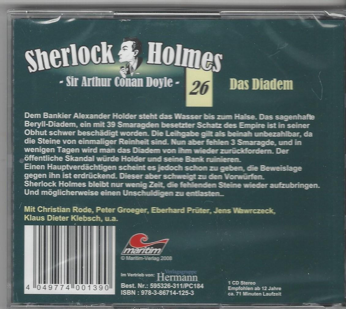 Thumbnail - Sherlock Holmes 26 - Das Diadem Cd Maritim Verlag Neuware