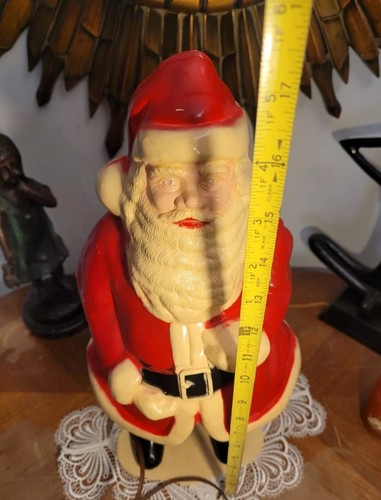 Vintage White Face Santa Hard blow mold 1940s 60s  christmas decor table top 17" - Picture 6 of 12