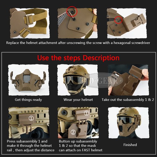 IDOGEAR Tactical Half Face Mask Jay Paintball Mask Fast Helmet Protective Camo - Picture 3 of 16