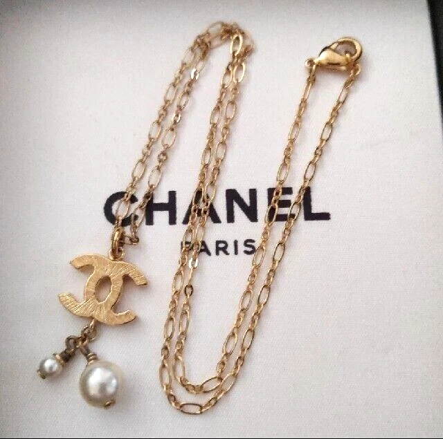 Chanel chain necklace vintage coco mark drop pearl 07P eBay