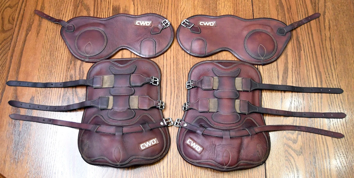 CWD leather open front boots set of 4 brown size 3 horse 590