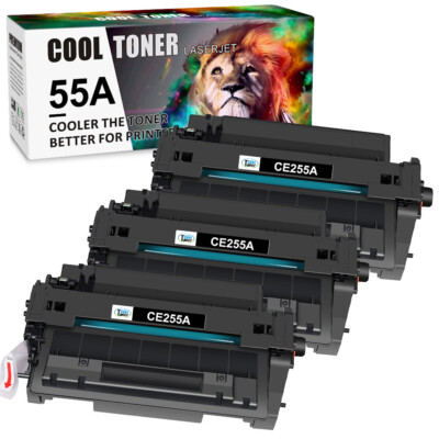 3 PK 55A CE255A Toner Cartridge for HP LaserJet Pro P3015D P3015N P3016 Printer