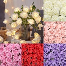 50Pcs Large 8CM Artificial Flowers Foam Rose Heads Wedding Party Decor Bouque