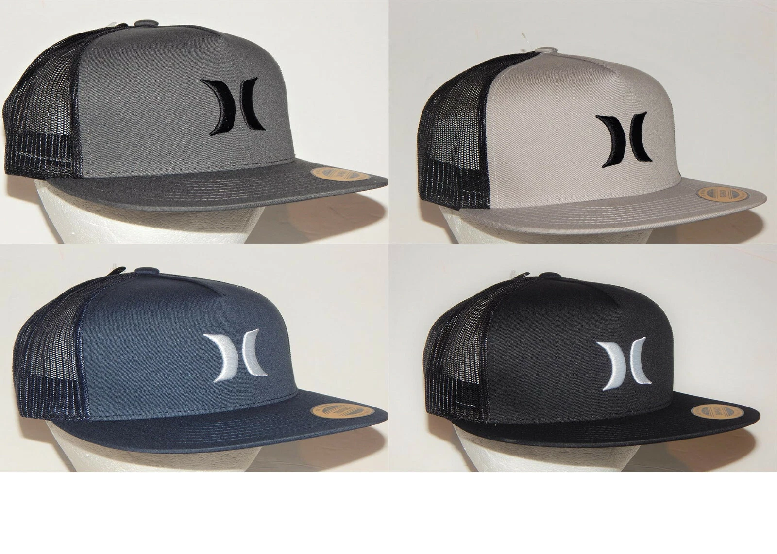 Hurley Icon Solid Flat Trucker Cap / Hat Adjustable Snapback 5 Color Choices