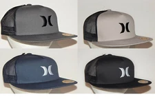 Hurley Icon Solid Flat Trucker Cap / Hat  Adjustable Snapback 5 Color Choices 