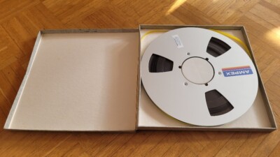 Original Ampex Grandmaster 456 ALU Bandspule 26,5cm mit Tonband +Box
