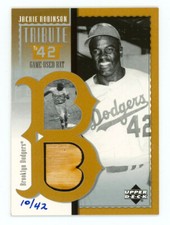 2001 UD Prospect Premieres Tribute Gold Jackie Robinson Game Used Bat 10/42 HOF