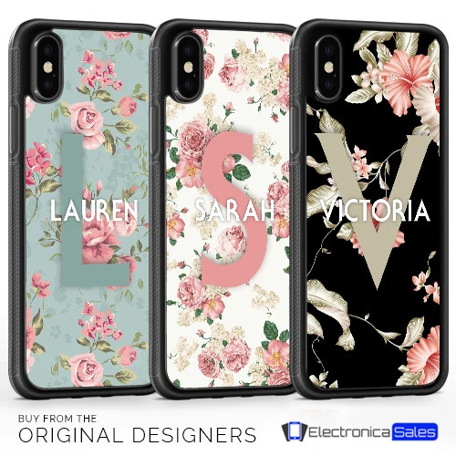 Personalised Floral Print Name Initials Custom Phone Case For iPhone X XS XR 8 7