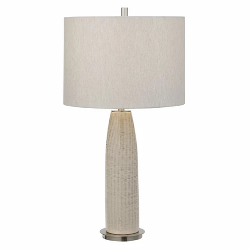 UTTERMOST 28438 DELGADO DISTRESSED LIGHT GRAY GLAZE CERAMIC TABLE LAMP - Picture 2 of 6