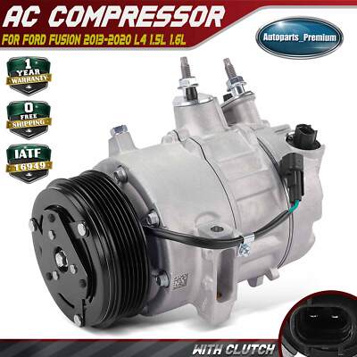 A/C Compressor w/ Clutch for Ford Fusion 2013-2020 L4 1.5L 1.6L 6-Groove Pulley