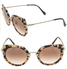 MIU MIU CORE MU02XS Pink Brown Havana Geometric Luxury Fashion Sunglasses 02X