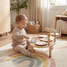 AIYAPLAY Kinder Schlagzeug 4-in-1 Musikinstrumente Set mit Trommeln Xylophon