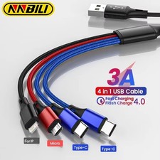 4 in 1 3A Fast Charging Cable USB Type C Micro USB iPhone Samsung Huawei xiaomi