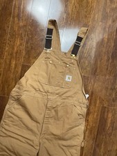Vtg Carhartt Duck Double Knee Bib Overalls Lined R02 42 X 32 Gorpcore