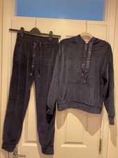 Ladies Or Girls Navy Velour Loungewear Bottoms And Hoodie Size 4-6