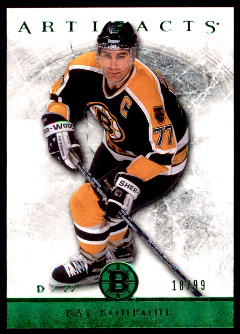 2012-13 UPPER DECK ARTIFACTS EMERALD RAY BOURQUE 18/99 BOSTON BRUINS #77