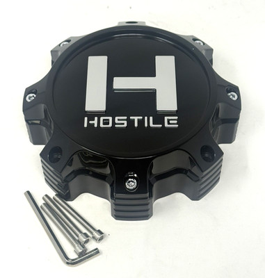 Hostile Wheels Satin Black Center Cap HC-8009GB Gloss Black New