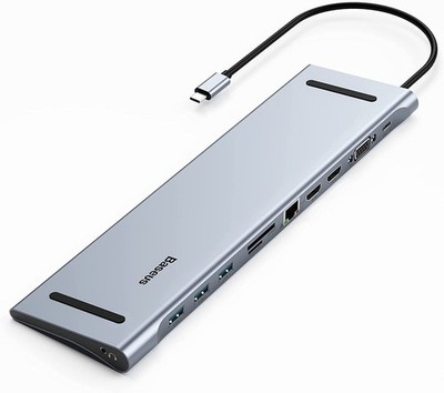 Baseus Laptop Dockingstation Dual HDMI USB C Hub Triple Monitor Dock 4K HDMI