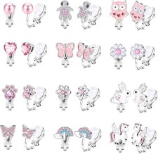 Kinder Ohrringe Clip Ohrringe Schmetterling Regenbogen Perle Stern