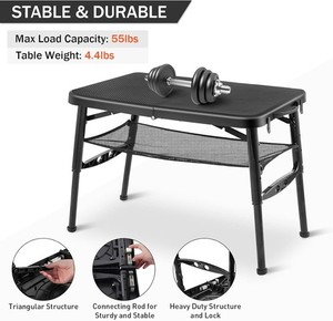 Small Folding Camping Table Portable - Adjustable Height Lightweight Foldable