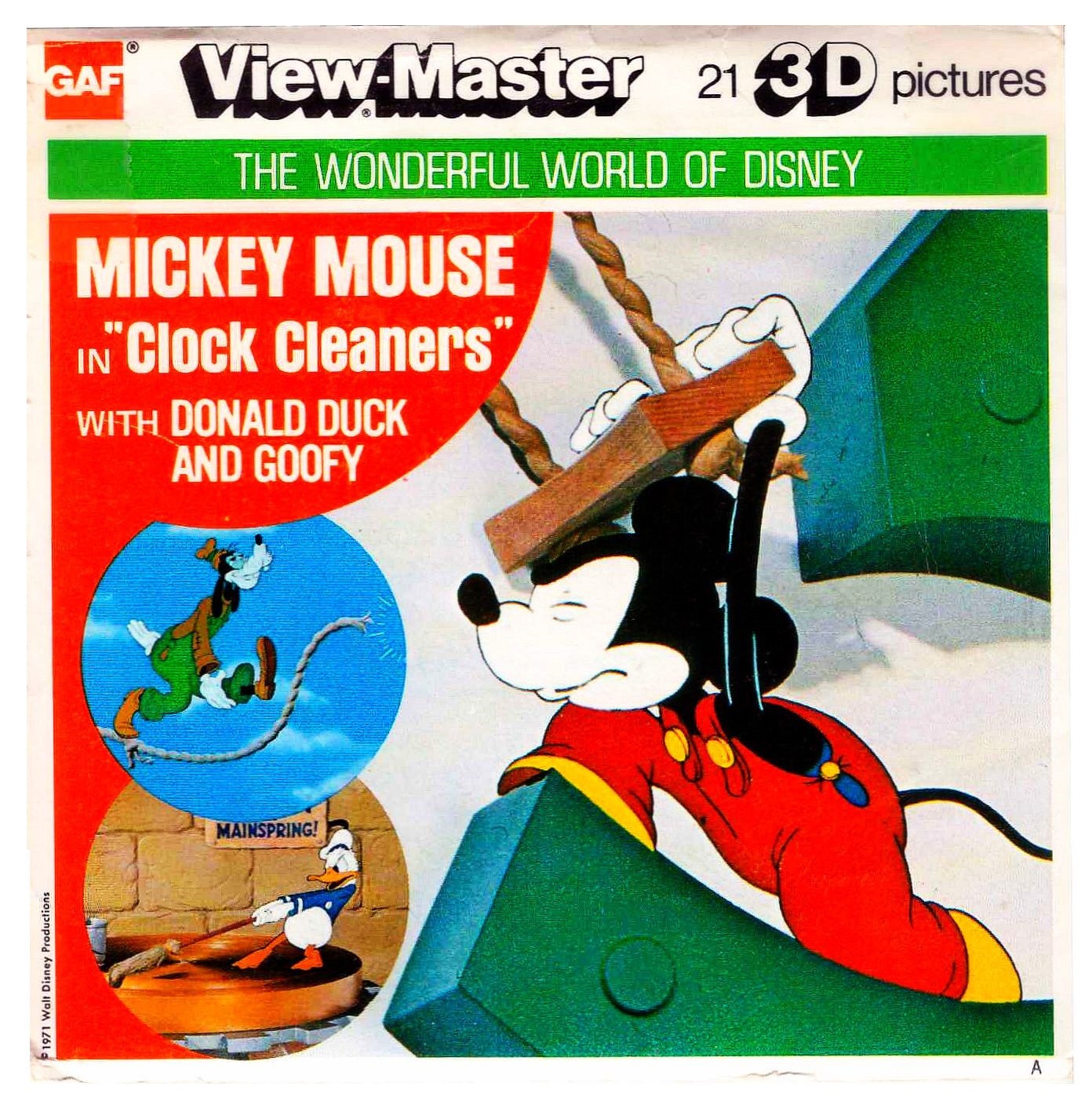 3 View-Master Stereo 3D Reels ✅ B551-E, Mickey Mouse, Clock Cleaners,Walt Disney