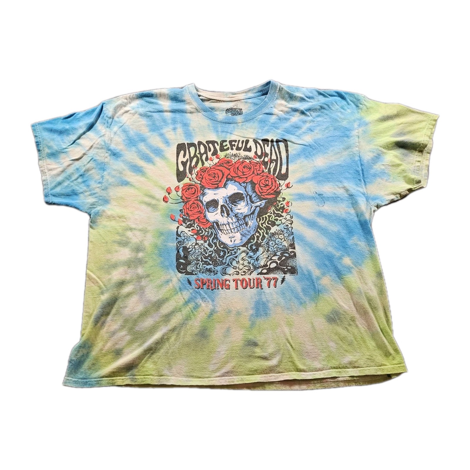 Grateful Dead 1977 Spring Tour Skeleton Rose Tie Dye T-Shirt XXXL Reprint