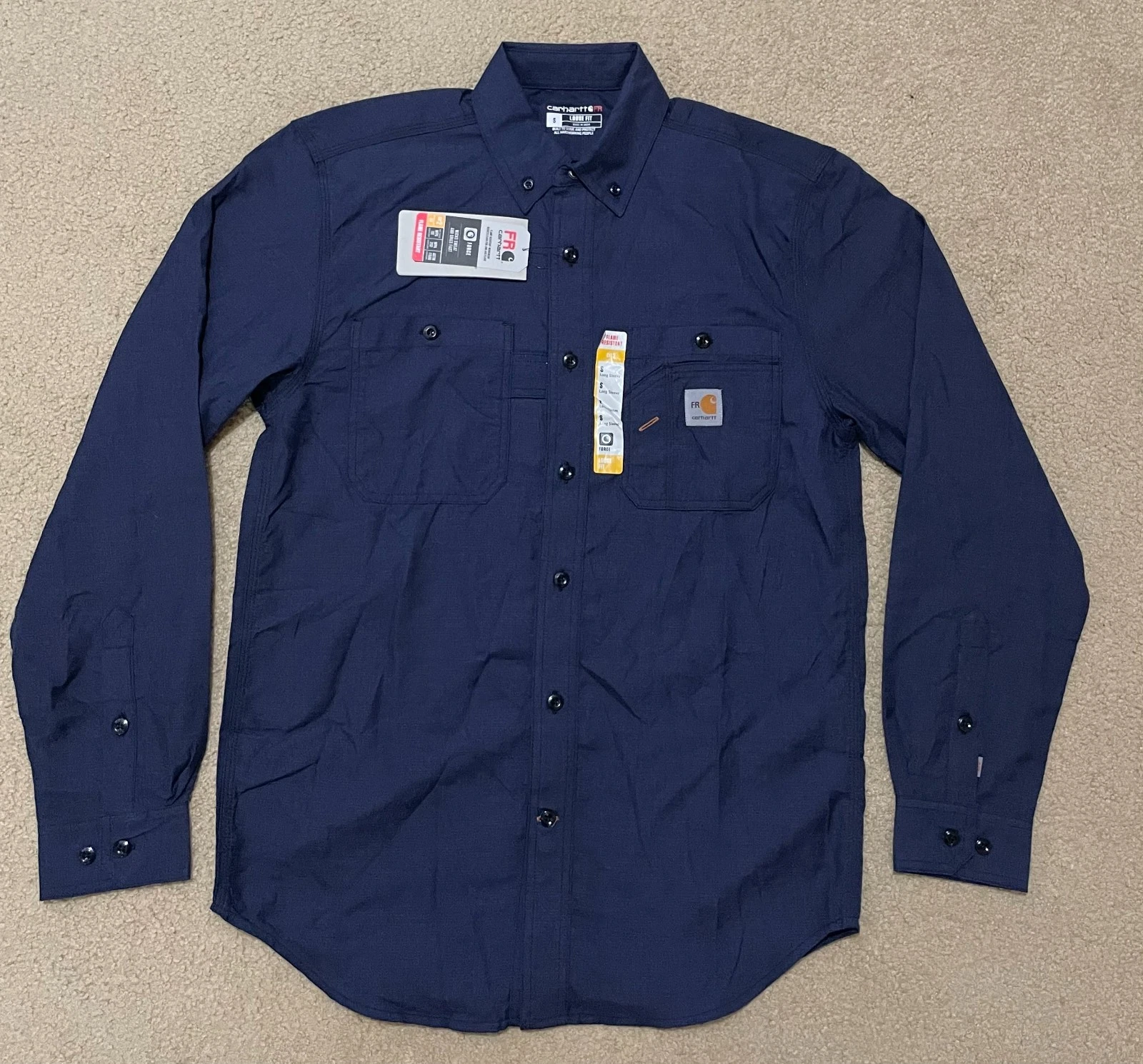 Carhartt FR Force Shirt Men's S Blue Loose Fit Flame Resistant 2112 TW4138 NWT