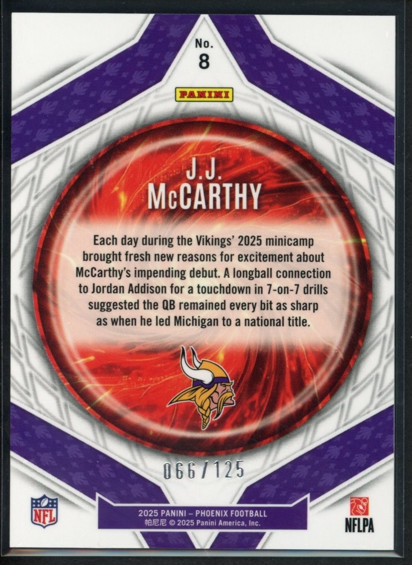 2025 Panini Phoenix - Paragon J.J. McCarthy #8 Bronze Pandora /125