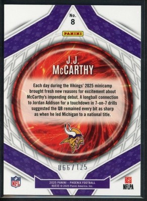 2025 Panini Phoenix - Paragon J.J. McCarthy #8 Bronze Pandora /125