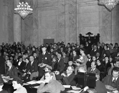 View of some of spectators which jammed Senate Caucus room to atte- Old Photo