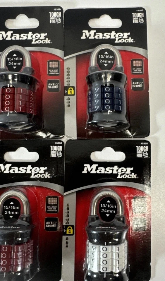 6 NEW Master Lock 1535D Customizable Combination Padlock Black Locker Office - Image 4 of 4