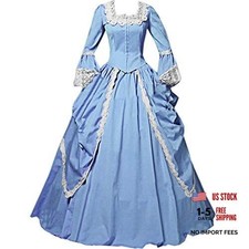 Womens Lace Marie Antoinette Ball Gown Dress Victorian Costume Large 1sky Blue