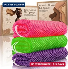 African Net Sponge Authentic 3 Pieces Gentle Exfoliating Body Scrubber Bath Spon