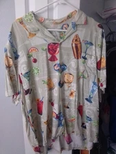 Paradise Found Hawaiian Shirt Mens XL  Drinks Cocktails Barware Tiki